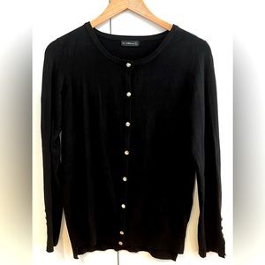 Zara Knit Classic Cardigan with Gold Buttons - Black Size L